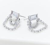 Diamonique x Lisa Freede Double Starlet Earrings, Rhodium-plated brass